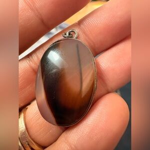 Sterling Agate Pendant Vintage Beauty